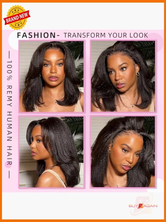 13x4 Lace Front Wig, 16 Inch, 180% Density Human Hair, Kinky Straight